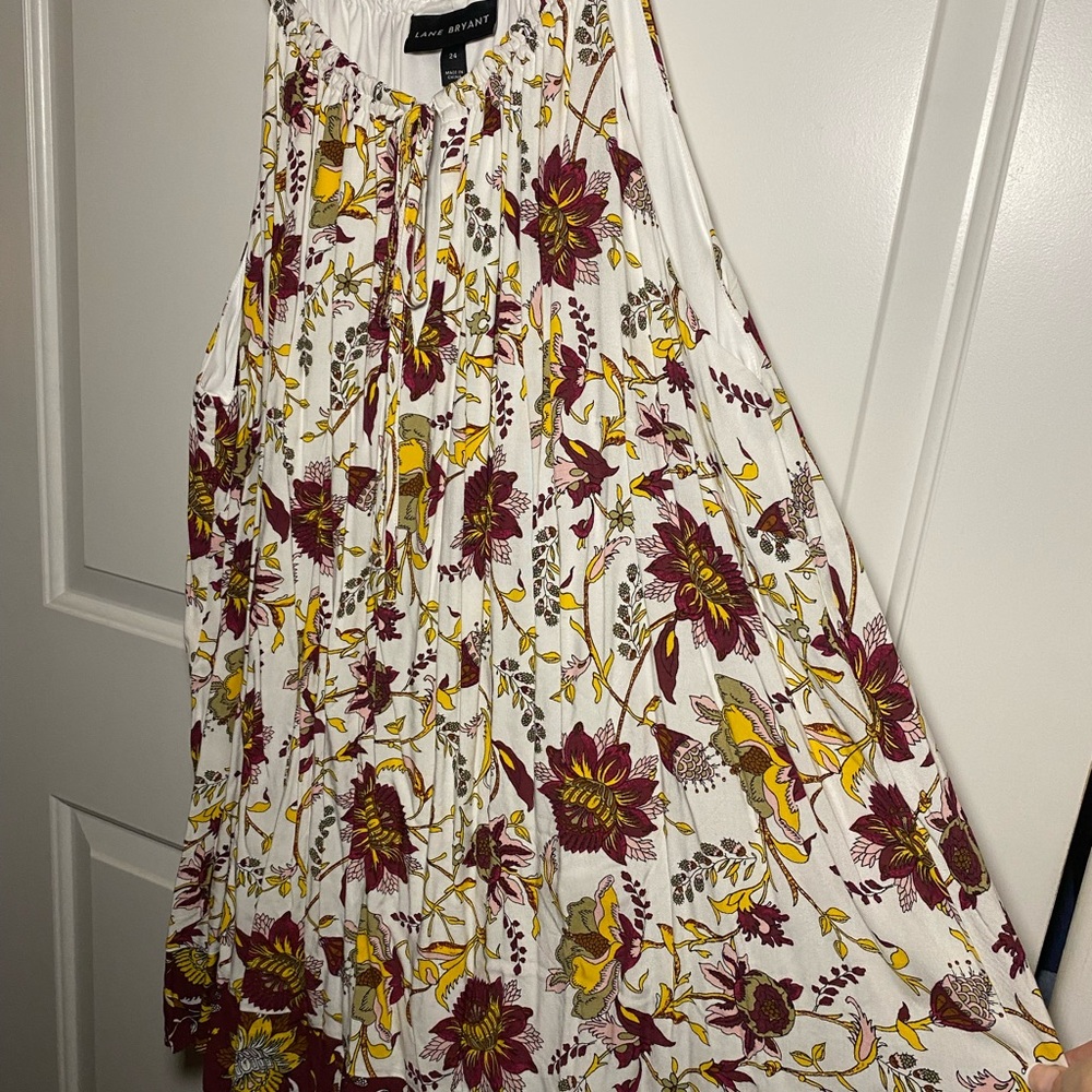 Lane Bryant White and Yellow Floral Blouse